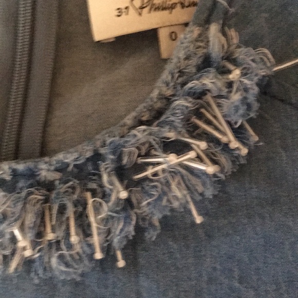 3.1 Phillip Lim  HOST PICK frayed denim top - Picture 7 of 8
